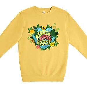 Earth Day Reduce Reuse Recycle Save Planet Premium Crewneck Sweatshirt