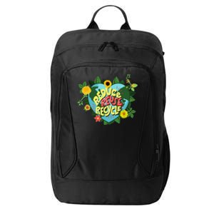 Earth Day Reduce Reuse Recycle Save Planet City Backpack