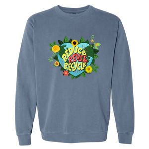 Earth Day Reduce Reuse Recycle Save Planet Garment-Dyed Sweatshirt