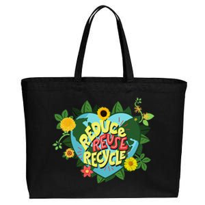 Earth Day Reduce Reuse Recycle Save Planet Cotton Canvas Jumbo Tote