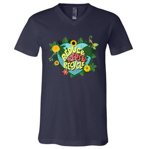 Earth Day Reduce Reuse Recycle Save Planet V-Neck T-Shirt