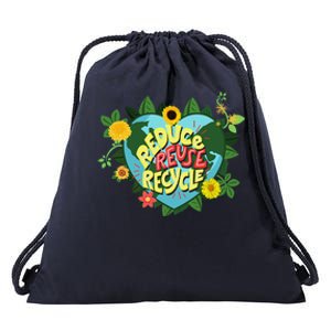 Earth Day Reduce Reuse Recycle Save Planet Drawstring Bag