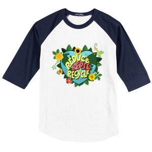 Earth Day Reduce Reuse Recycle Save Planet Baseball Sleeve Shirt