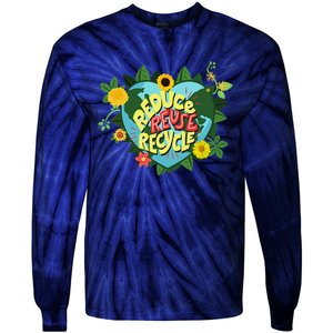 Earth Day Reduce Reuse Recycle Save Planet Tie-Dye Long Sleeve Shirt