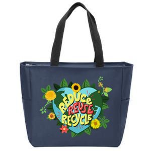 Earth Day Reduce Reuse Recycle Save Planet Zip Tote Bag