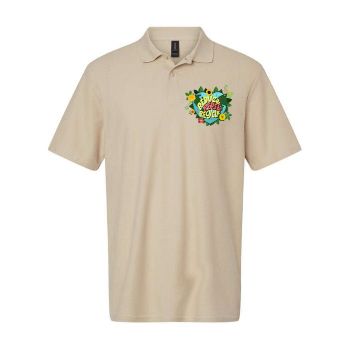 Earth Day Reduce Reuse Recycle Save Planet Softstyle Adult Sport Polo