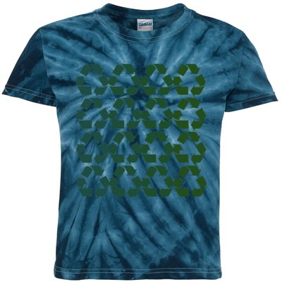 Earth Day Reduce Reuse Recycle Symbol Kids Tie-Dye T-Shirt