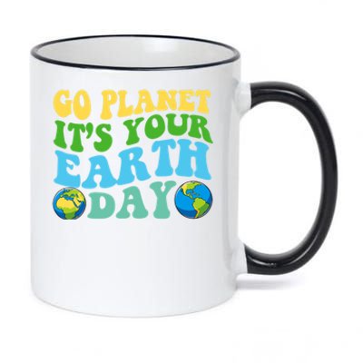 Earth Day Retro Groovy Go Planet It's Your Earth Day Gift 11oz Black Color Changing Mug