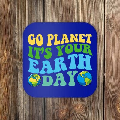 Earth Day Retro Groovy Go Planet It's Your Earth Day Gift Coaster