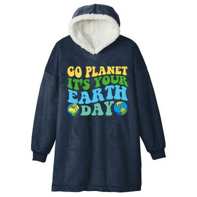 Earth Day Retro Groovy Go Planet It's Your Earth Day Gift Hooded Wearable Blanket