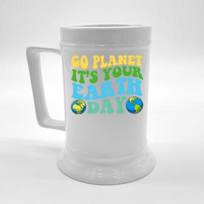 Earth Day Retro Groovy Go Planet It's Your Earth Day Gift Beer Stein