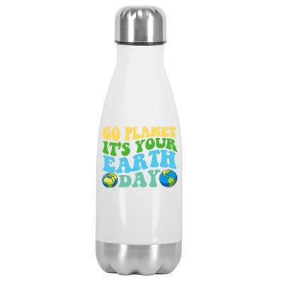 Earth Day Retro Groovy Go Planet It's Your Earth Day Gift Stainless Steel Insulated Water Bottle