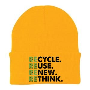 Earth Day Recycle Reuse Renew Rethink Knit Cap Winter Beanie