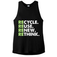 Earth Day Recycle Reuse Renew Rethink Ladies PosiCharge Tri-Blend Wicking Tank