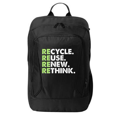 Earth Day Recycle Reuse Renew Rethink City Backpack