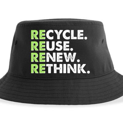Earth Day Recycle Reuse Renew Rethink Sustainable Bucket Hat
