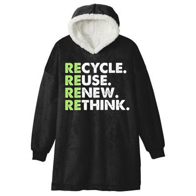 Earth Day Recycle Reuse Renew Rethink Hooded Wearable Blanket