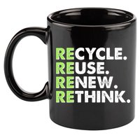 Earth Day Recycle Reuse Renew Rethink 11oz C Handle Ceramic Mug