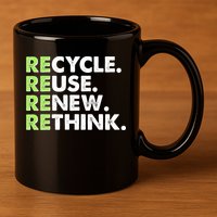 Earth Day Recycle Reuse Renew Rethink 11oz C Handle Ceramic Mug