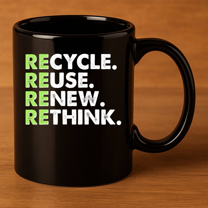 Earth Day Recycle Reuse Renew Rethink 11oz C Handle Ceramic Mug