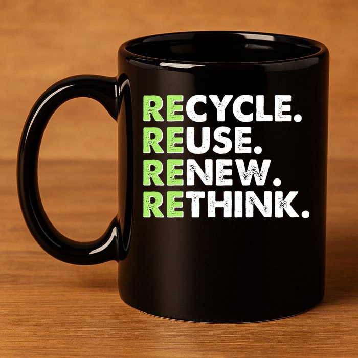 Earth Day Recycle Reuse Renew Rethink 11oz C Handle Ceramic Mug