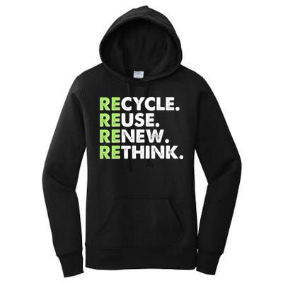 Earth Day Recycle Reuse Renew Rethink Women's Pullover Hoodie