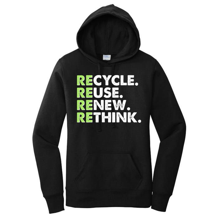 Earth Day Recycle Reuse Renew Rethink Women's Pullover Hoodie