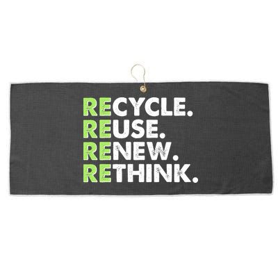 Earth Day Recycle Reuse Renew Rethink Large Microfiber Waffle Golf Towel