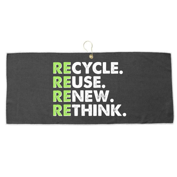 Earth Day Recycle Reuse Renew Rethink Large Microfiber Waffle Golf Towel