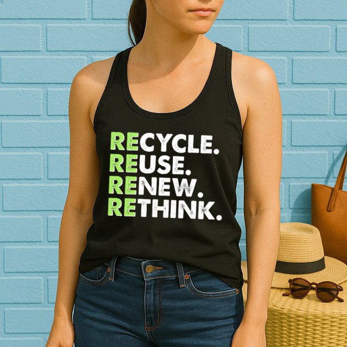 Earth Day Recycle Reuse Renew Rethink Womens Tank Top
