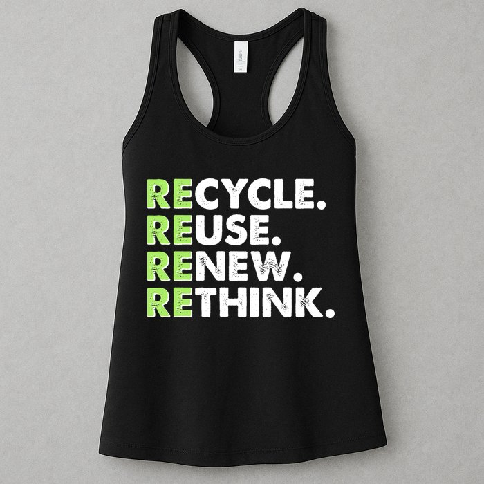 Earth Day Recycle Reuse Renew Rethink Womens Tank Top