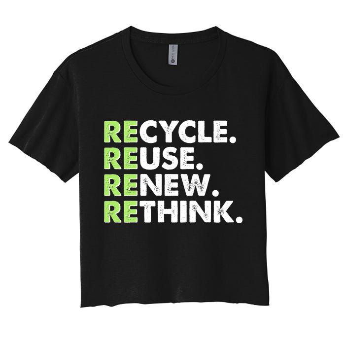 Earth Day Recycle Reuse Renew Rethink Crop Top