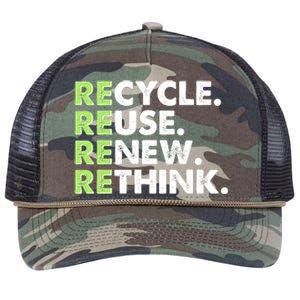 Earth Day Recycle Reuse Renew Rethink Retro Rope Trucker Hat Cap