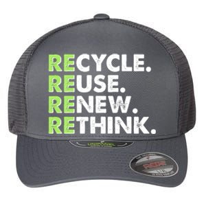 Earth Day Recycle Reuse Renew Rethink Flexfit Unipanel Trucker Cap