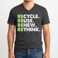 Earth Day Recycle Reuse Renew Rethink V-Neck T-Shirt