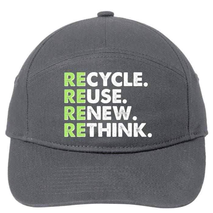 Earth Day Recycle Reuse Renew Rethink 7-Panel Snapback Hat