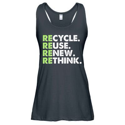 Earth Day Recycle Reuse Renew Rethink Ladies Essential Flowy Tank