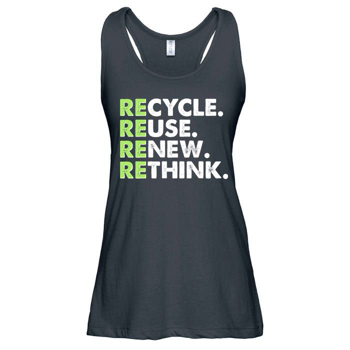 Earth Day Recycle Reuse Renew Rethink Ladies Essential Flowy Tank