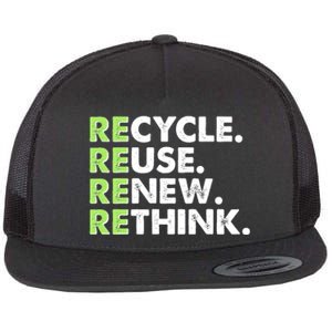 Earth Day Recycle Reuse Renew Rethink Flat Bill Trucker Hat