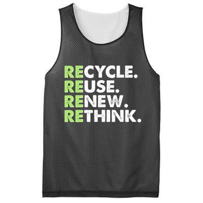 Earth Day Recycle Reuse Renew Rethink Mesh Reversible Basketball Jersey Tank