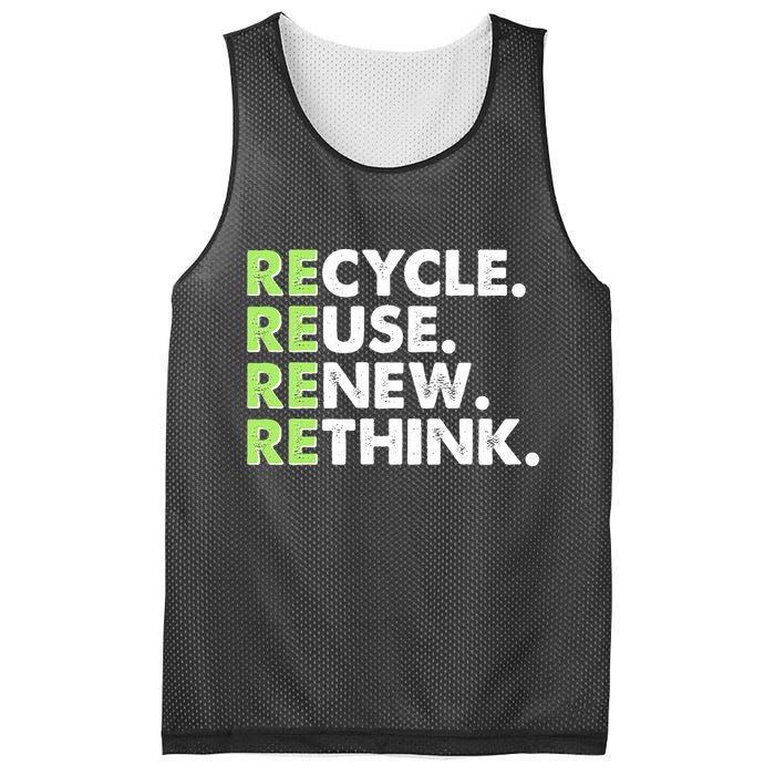 Earth Day Recycle Reuse Renew Rethink Mesh Reversible Basketball Jersey Tank