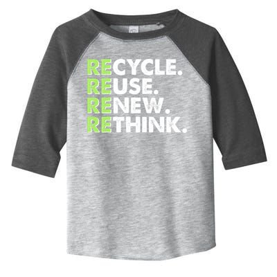 Earth Day Recycle Reuse Renew Rethink Toddler Fine Jersey T-Shirt