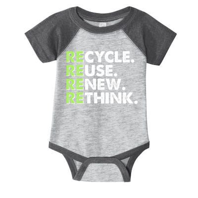 Earth Day Recycle Reuse Renew Rethink Infant Baby Jersey Bodysuit