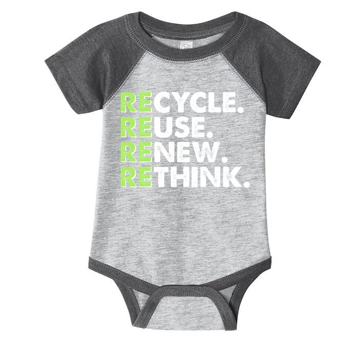 Earth Day Recycle Reuse Renew Rethink Infant Baby Jersey Bodysuit