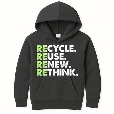 Earth Day Recycle Reuse Renew Rethink Kids Hoodie