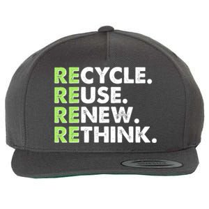 Earth Day Recycle Reuse Renew Rethink Wool Snapback Cap