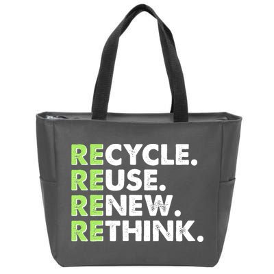 Earth Day Recycle Reuse Renew Rethink Zip Tote Bag