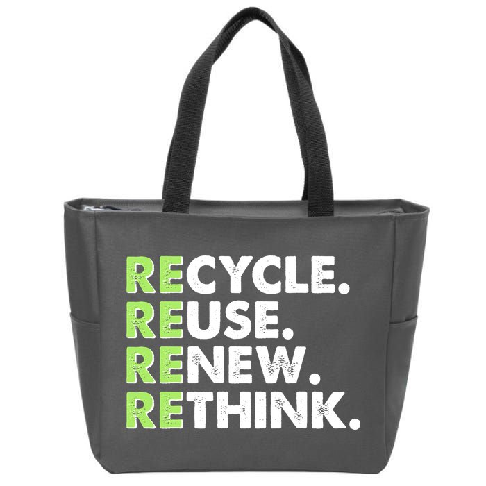 Earth Day Recycle Reuse Renew Rethink Zip Tote Bag