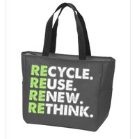 Earth Day Recycle Reuse Renew Rethink Zip Tote Bag