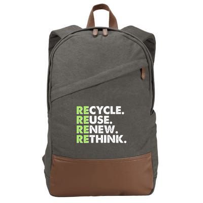 Earth Day Recycle Reuse Renew Rethink Cotton Canvas Backpack